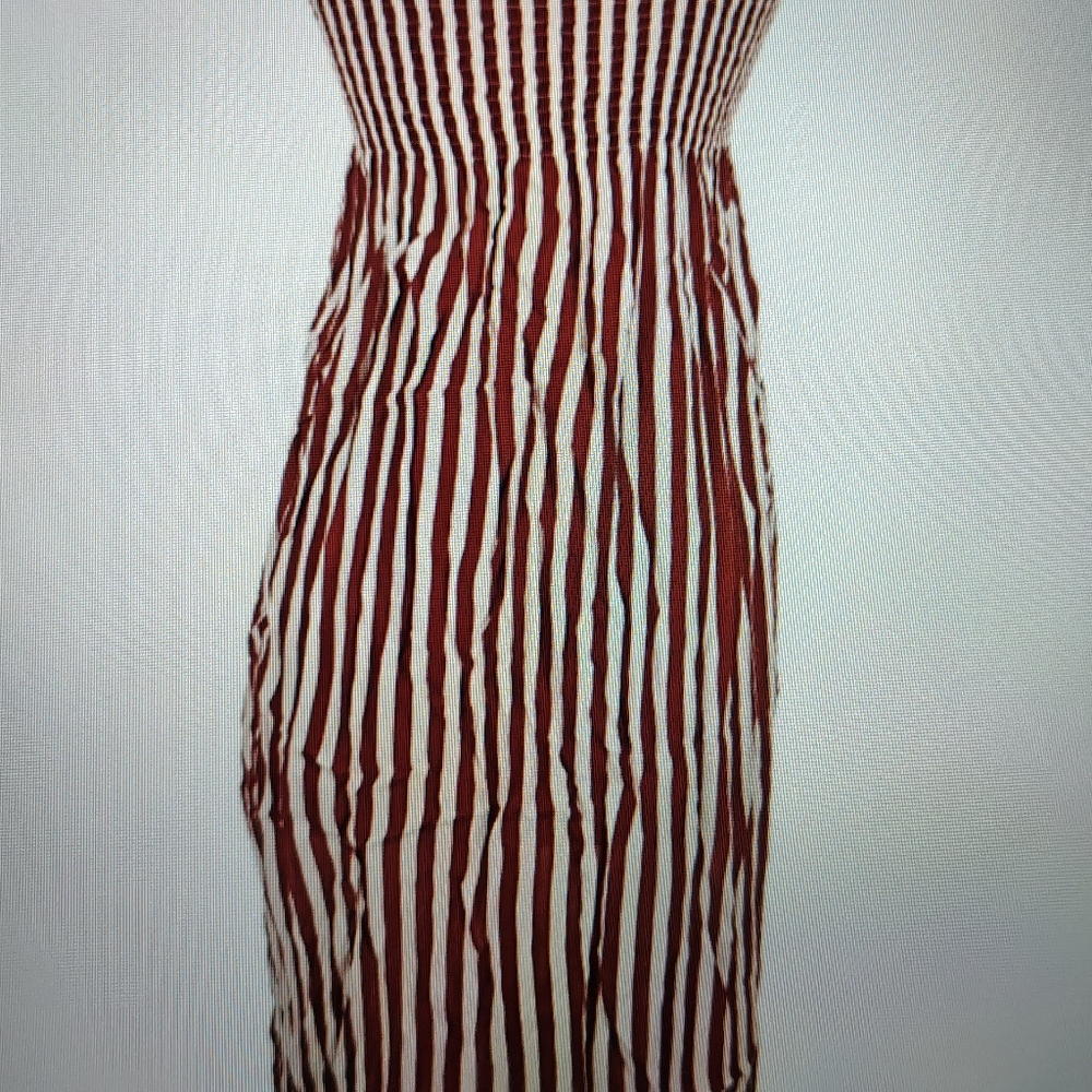 Anthropologie Faithfull The Brand 6 Suki Smocked Zeus Stripe Midi Dress - Picture 9 of 9